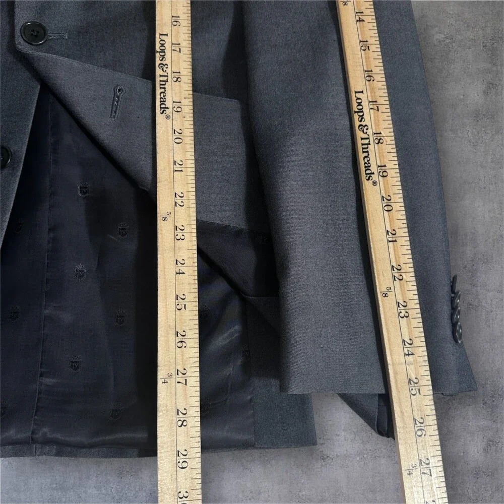 JOHN VARVATOS USA Mens Blazer 38R Sport Coat Two Button Suit Jacket Gray Wool